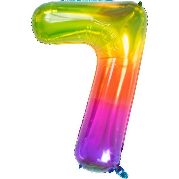 Folieballon Yummy Gummy Rainbow Cijfer 7 - 86 cm